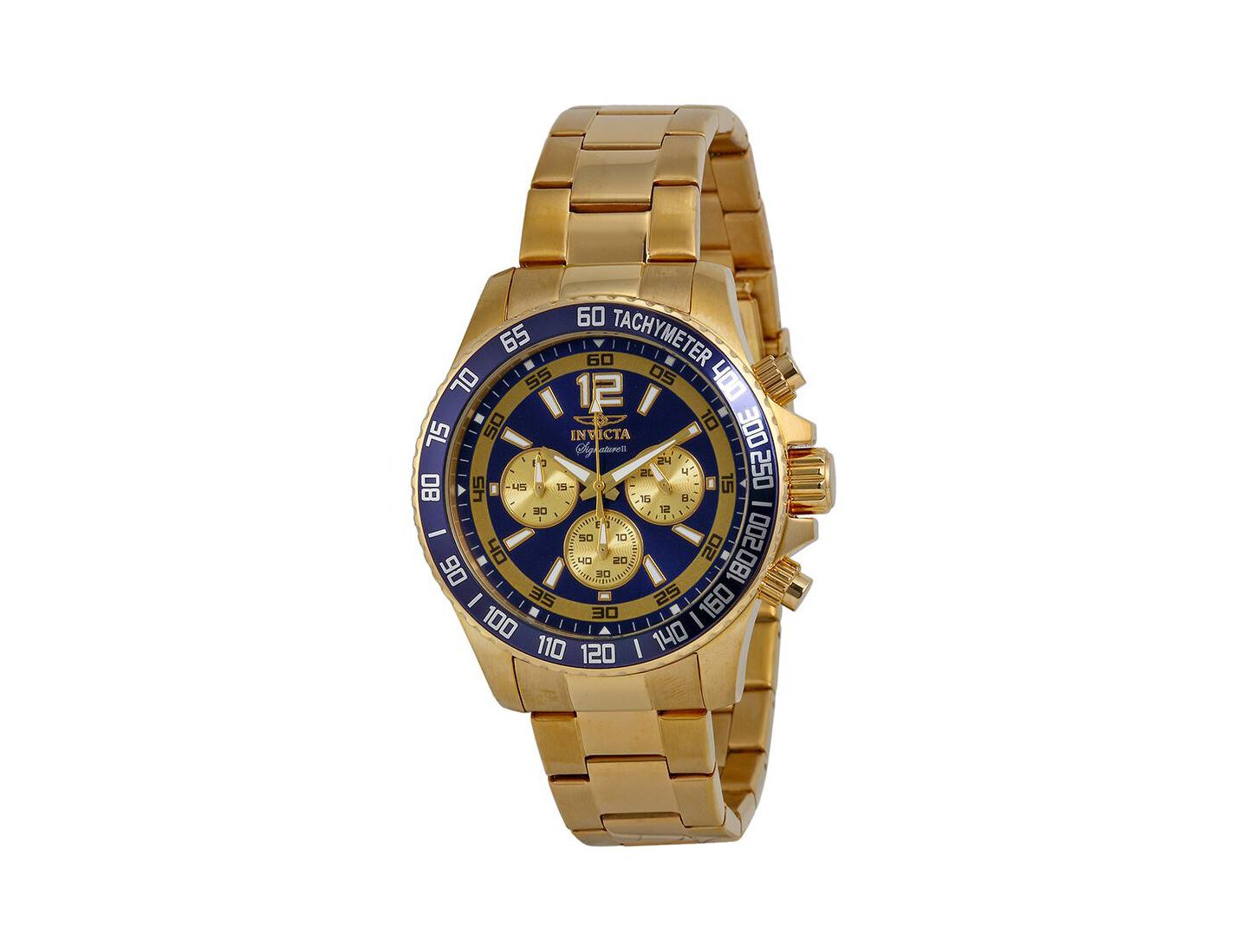 Мужские часы Invicta 7410 Signature Quartz Chronograph Dial, цвет: Золотой — фото 1