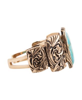 Jacquard Blue Turquoise Solid Golden Cuff Bracelet