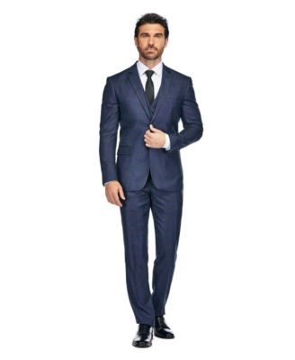Men's 3 Piece Slim Fit Tailored Check Suit