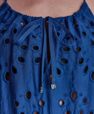 Women's Tiered Eyelet Maxi Dress Swim Cover-Up