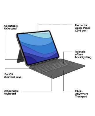 Combo Touch Backlit Keyboard Case with Trackpad for Apple 12.9" iPad Pro 5th and 6th Gen, Oxford Gray