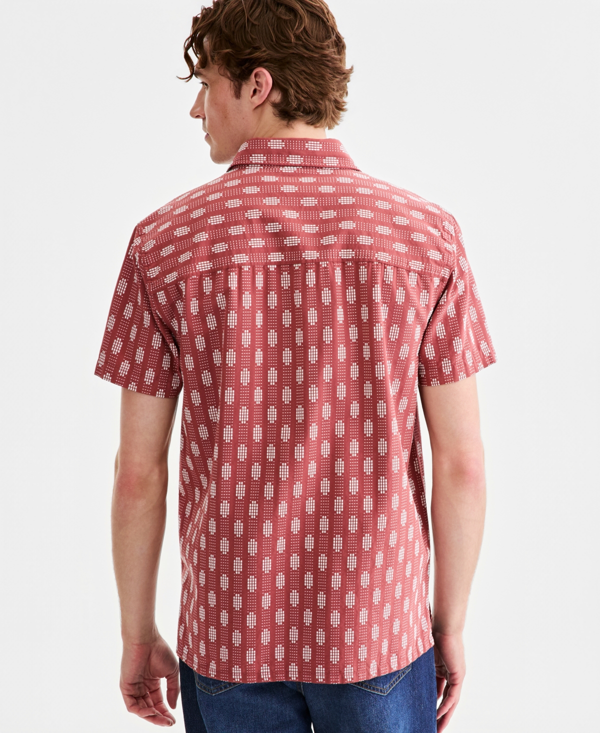 Sun + Stone Men's Cotton Geo-Print Short-Sleeve Shirt, Macy's Exclusive