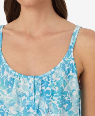 Women's Double-Strap Button-Neck Ankle Pant Pajama Set