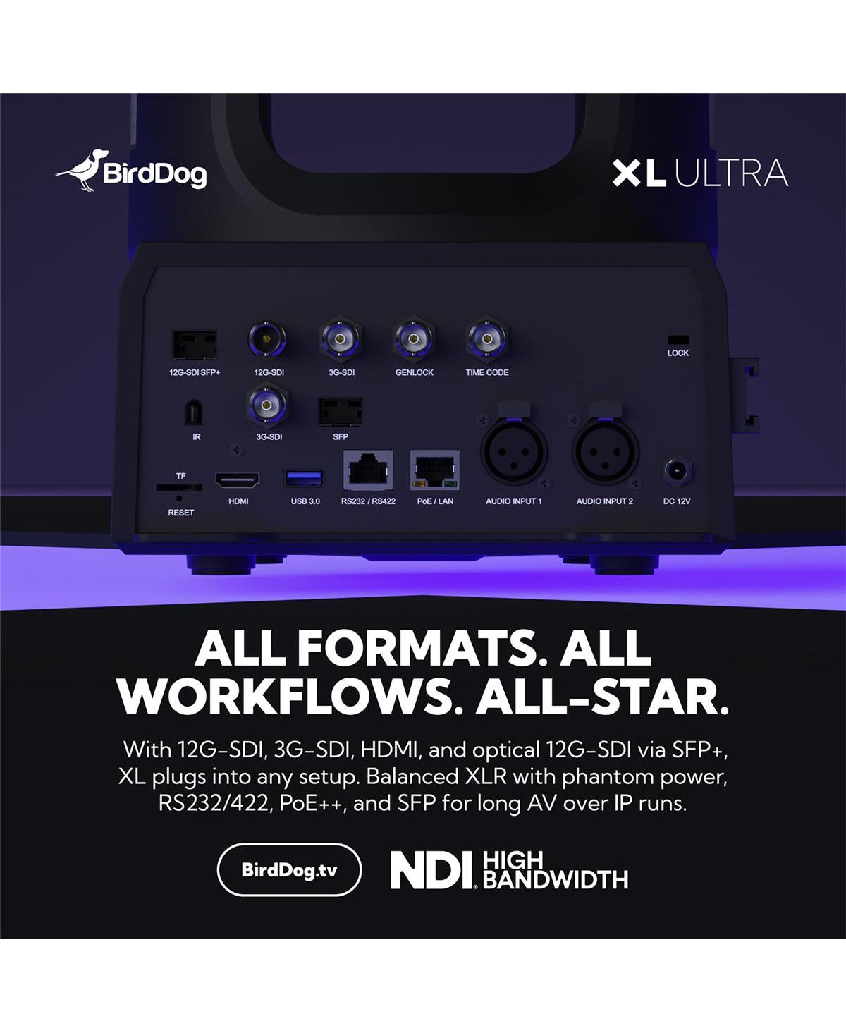BirdDog Xl Ultra 4K Ultra Hd Ndi HX3/HX2 Hdmi/3G-sdi/Usb 20x Ptz Camera with Ai Tracking