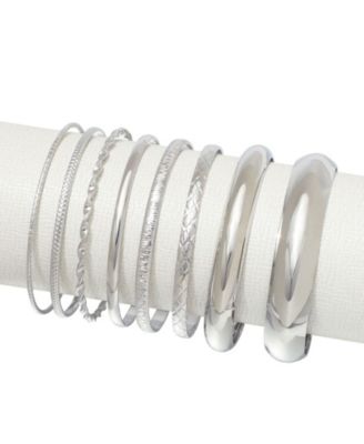 Silver Plated 8-Bangle Bracelet Set