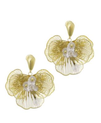 Crystal Gold Flower Stud Earrings