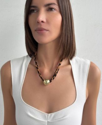 Gold Ball on Leopard Print Adjustable Necklace