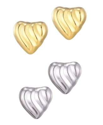 2-Piece Statement Heart Stud Earrings Set