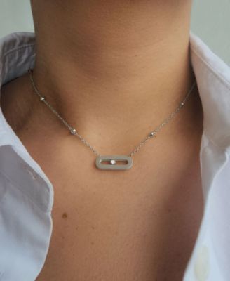 Silver 2-Piece Mama and Bar Necklace Set