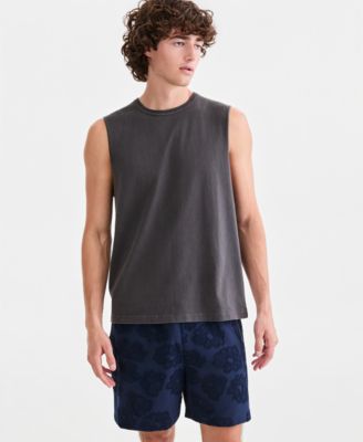 Men's Cotton Washed Solid-Color Muscle Tank Top