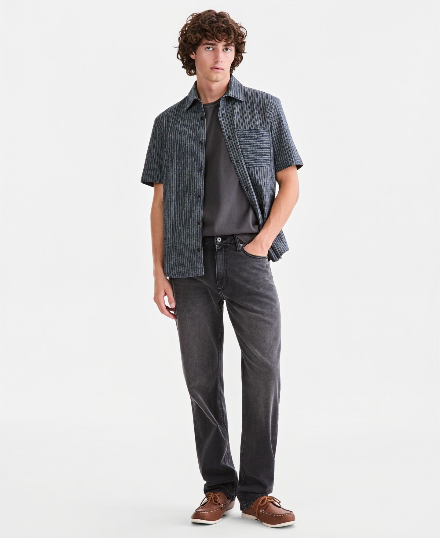 Мужские джинсы Sun + Stone Cove Wash Straight-Fit, цвет: Варёный — фото 2
