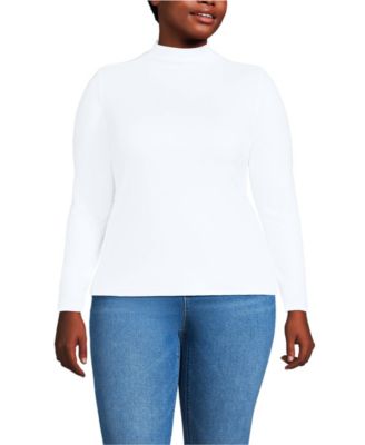 Plus Size Drapey Rib Skimming Long Sleeve Mock Neck