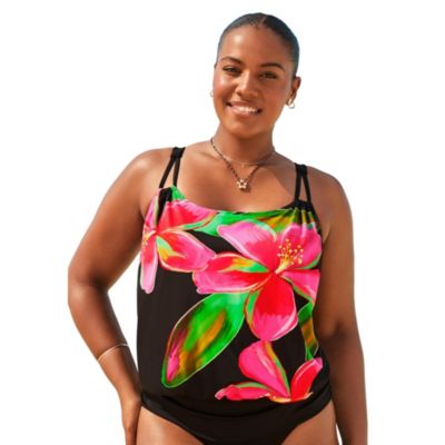 Women's Loop Strap Blouson Tankini Top