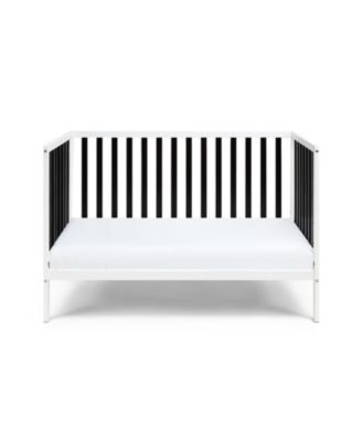 White Black Convertible Wood Crib 3 Adjustable Mattress Heights Toddler Bed