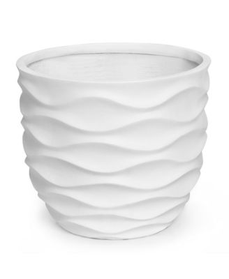 13.4-Inch Round Waves MgO Planter