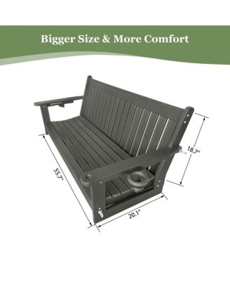 3-Seater HDPE Porch Swing 5 FT Bench Swing with Foldable Cup Holders