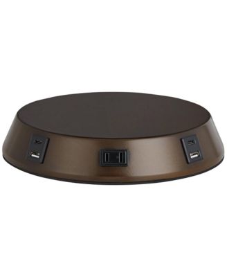 Modern Workstation Table Lamp Base with USB and AC Power Outlet Universal Charging Bronze Touch On Off Living Room