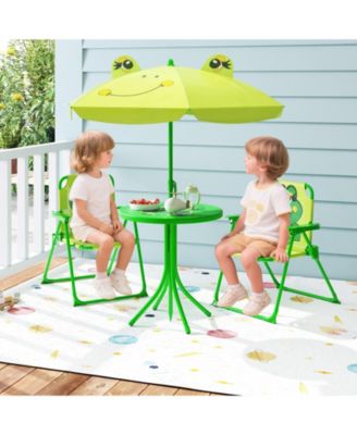 4 Piece Kids Picnic Set with Folding Chairs and Umbrella