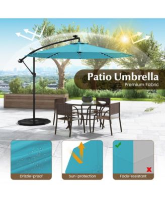 10 ft Solar LED Offset Umbrella with Lights and Cross Base