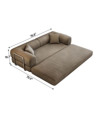 78.8" Corduroy Convertible Sofa Bed, 2-Seater Loveseat Sleeper with Pillow Back, Boneless Modular Sectional for Living Room