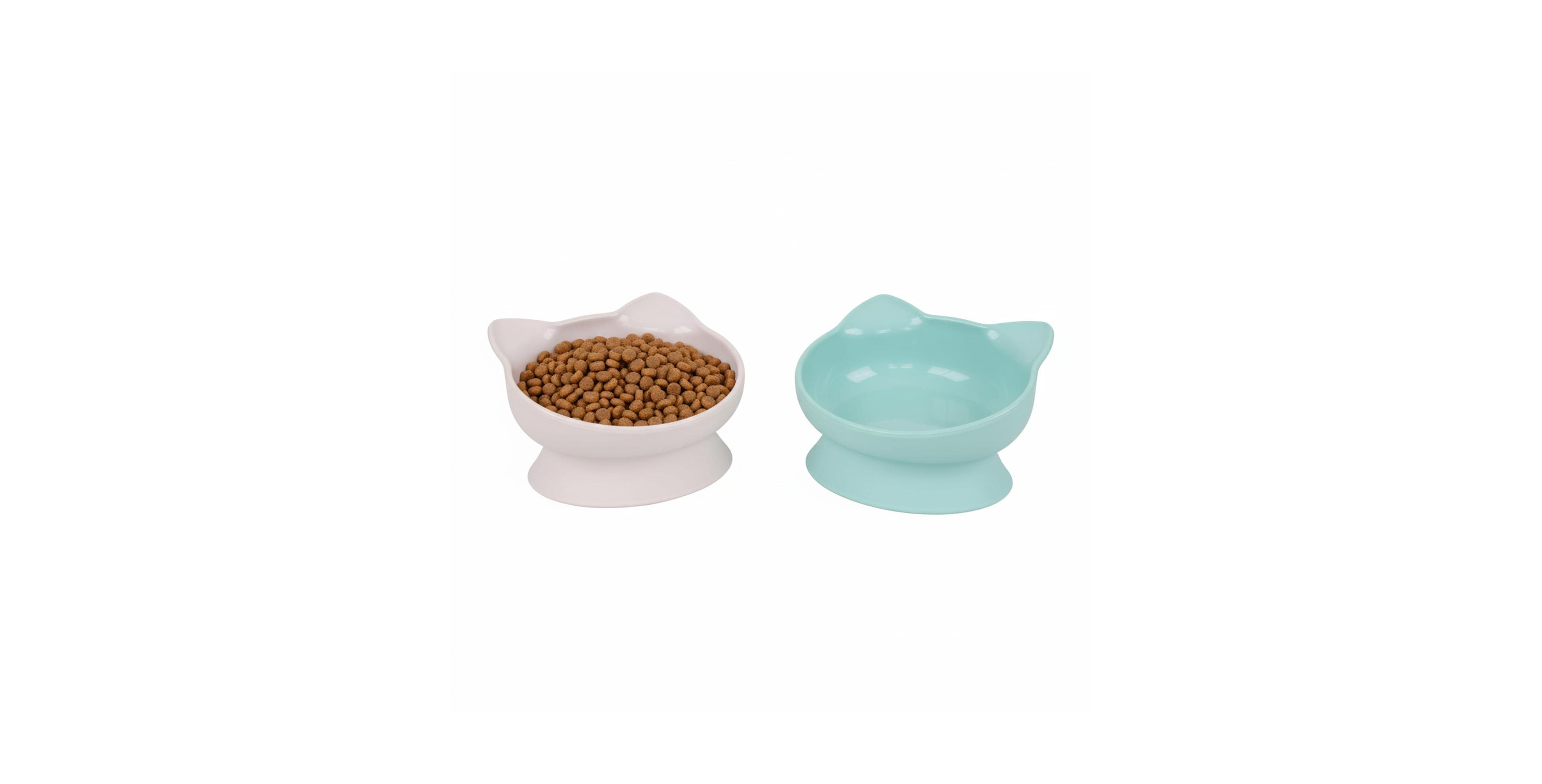 Aronkl Elevated Cat Food Water Bowls Set of 2 Whisker Friendly Raised Pedestal Dishwasher Safe 6.5 Oz