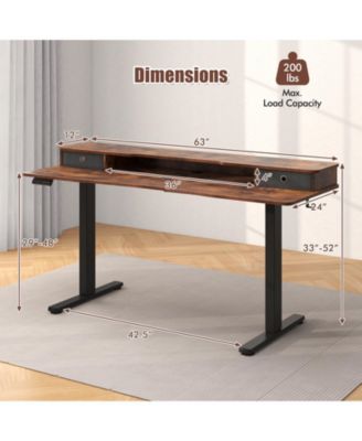 Height Adjustable Electric Standing Desk with 2 Drawers