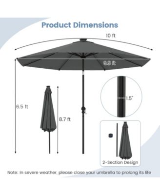 Solar Patio Umbrella with Flowing LED Lights and Tilt