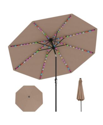 Solar Patio Umbrella with Flowing LED Lights and Tilt