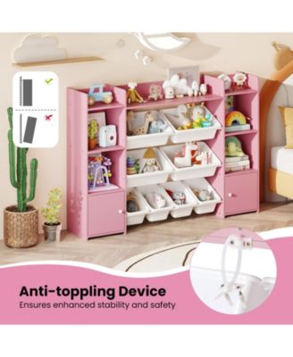 56 in Large Kids Toy Storage Organizer with Bins and Bookshelf