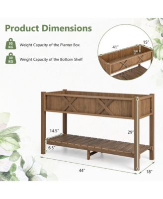 Poly Wood Elevated Planter Box with Legs Shelf and Drainage