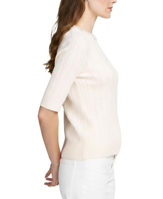 Women's Fine Gauge Embellished Neck Top