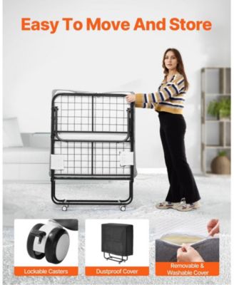 Rollaway Bed, 31" x 75", Foldable Bed with 4" Mattress, for Adults and Guests