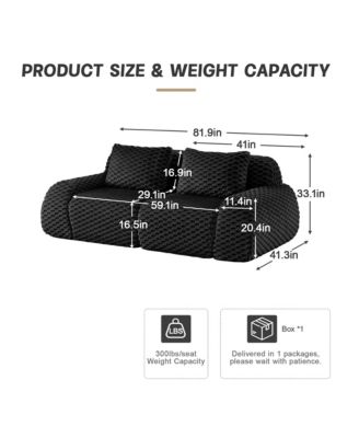 Contemporary 82" Modular Sofa, Flannelette Upholstered 2-Seater Couch with Deep Seat and Anti-Slip Design for Living Room