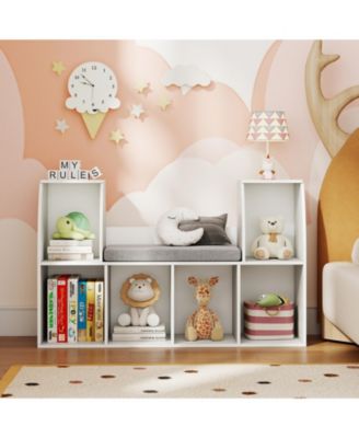 40 in Kids Bookshelf with Reading Nook and Six Open Cubes