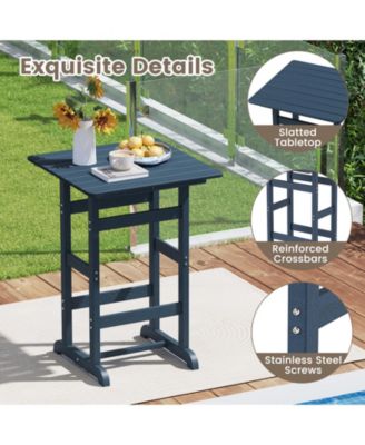 30-Inch Square Bar Table with Slatted Top for Patio or Poolside Dining