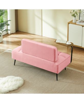 54" Velvet Upholstered Loveseat - 2-Seater Sofa with Rotating Side Table and Memory Foam for Living Room and Bedroom