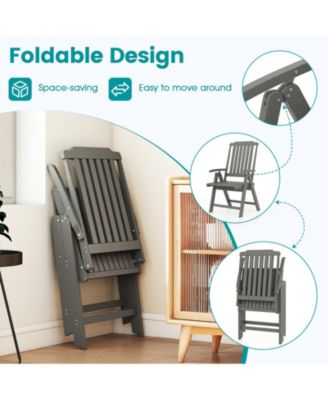Foldable All Weather HDPE Patio Dining Chair with Armrests