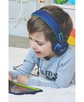 KidJamz KJ55AUX 3.5mm Safe Listening Kid's Headphones with Headset and Color Graphics