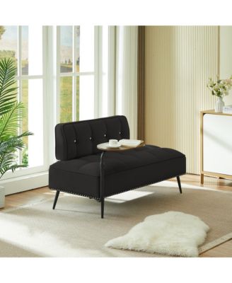 54-Inch Velvet 2-Seater Loveseat Sofa with Swivel Side Table