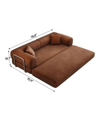 78.8-Inch Corduroy 2-Piece Convertible Modular Sofa Bed