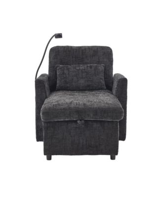 Stylish Chenille Single Recliner Lounge Chair with Storage, Phone Holder and Side Pockets, Ideal Leisure Sofa for Bedroom and Living Room