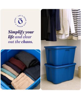 32 Gallon Standard Plastic Storage Container with Secure Lid, 2 Pack