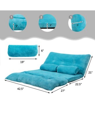 Floor Sofa Bed 6-Position Adjustable Sleeper Lounge Couch with 2 Pillows