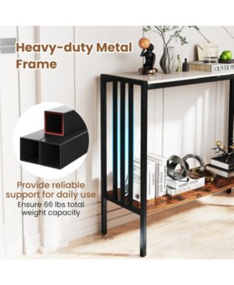 36 in Industrial Console Table with Sintered Stone Top and Metal Frame