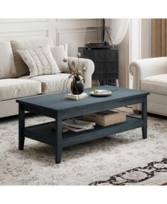 47 in Farmhouse 2-Tier Cocktail Coffee Table with Thickened Top