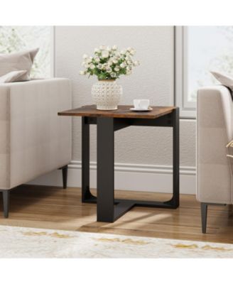 20 in Industrial Square End Table with T-Shaped Metal Base