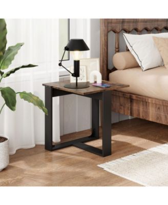 20 in Industrial Square End Table with T-Shaped Metal Base