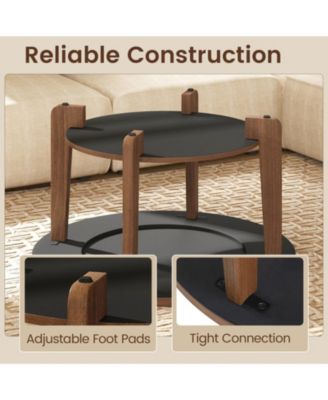 31.5 in Farmhouse Round Coffee Table with 2-Tone Top and Storage Shelf