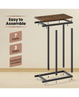 C-Shaped Sofa Side Table with Heavy-Duty Metal Frame, 18 x 10 x 25 in