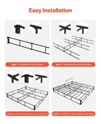 King Size Heavy Duty Metal Bed Frame Box Spring With Washable Fabric Cloth
